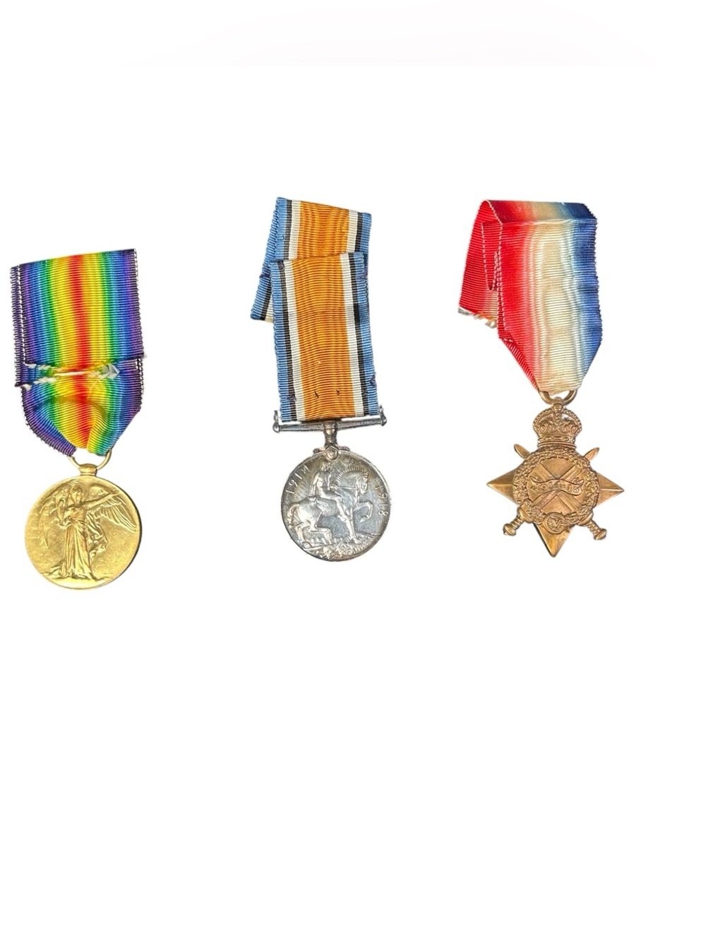 WWI British Medal Trio 1914-15 Star War Victory 3301 R.D. Schmieder London Regt